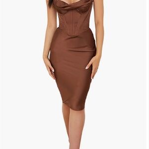 Elegant Brown Corset Dress